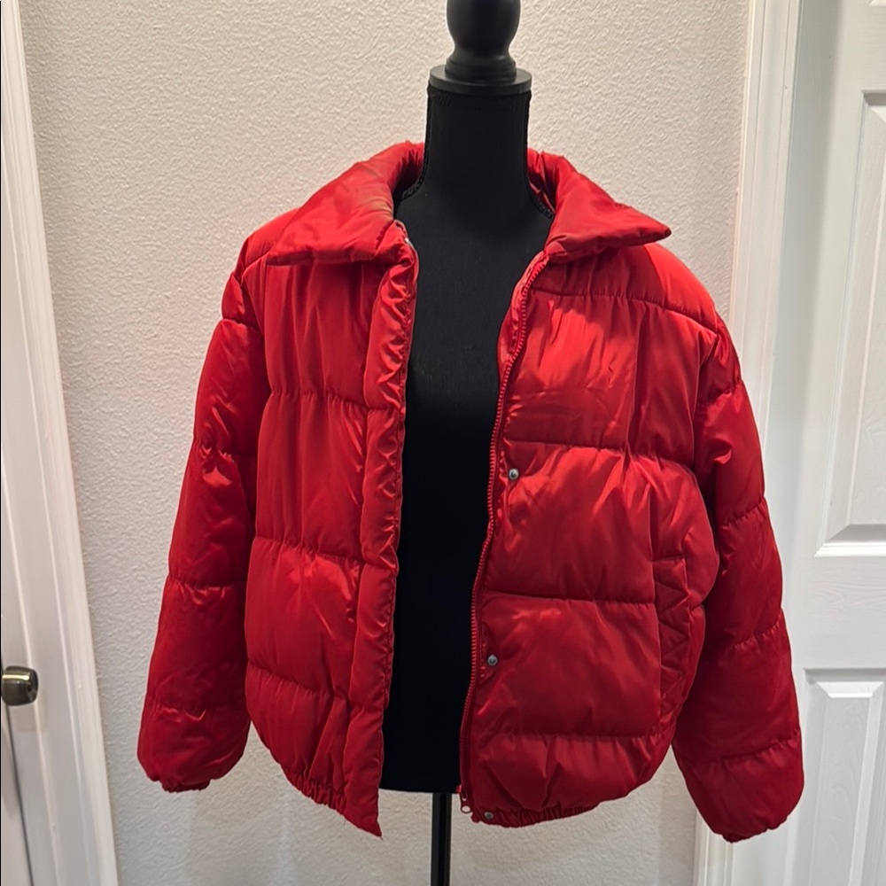 Vibrant Red Puffer Jacket